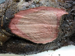 A close up of a cooked beef brisket.