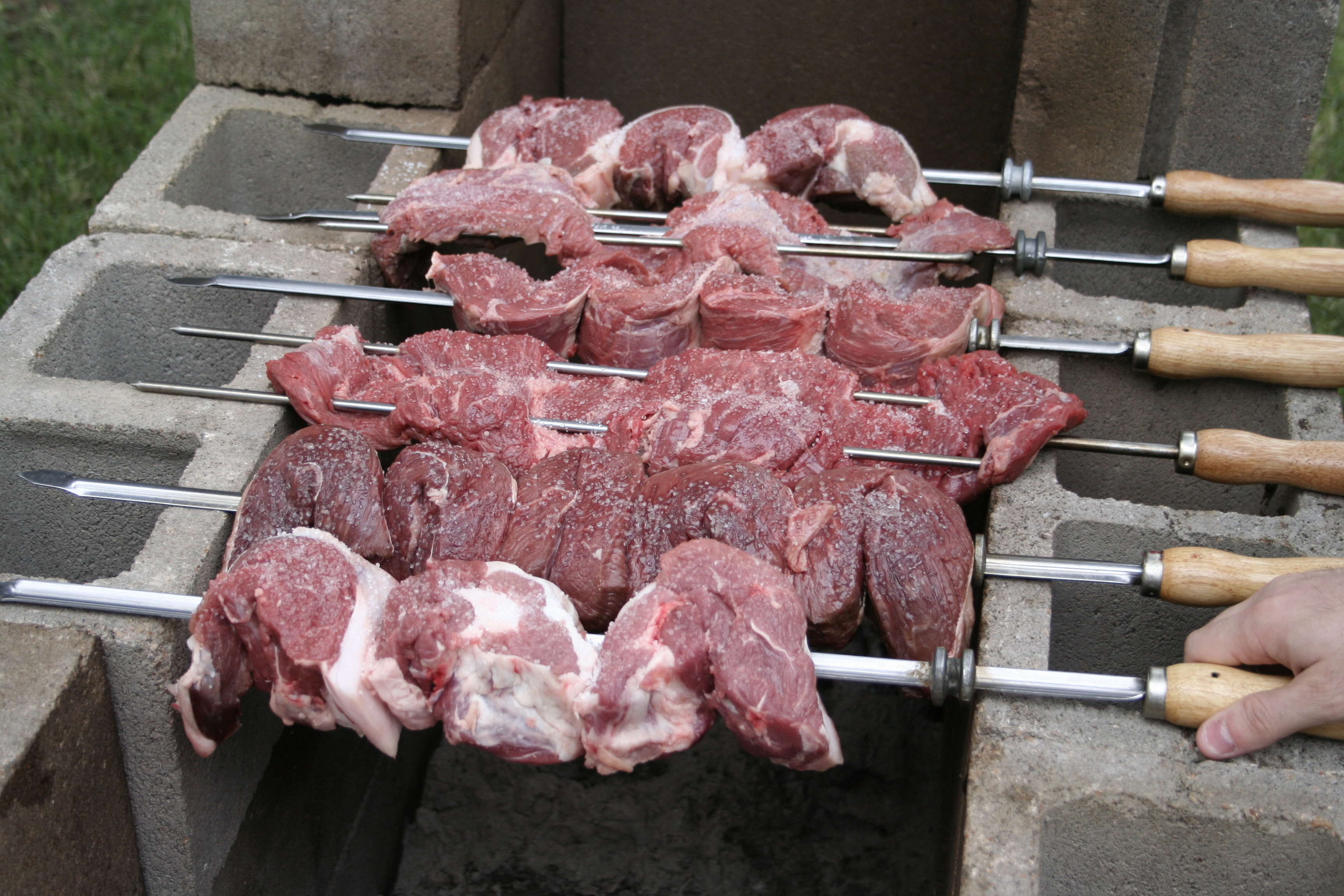 Various meats on Brazilian pit