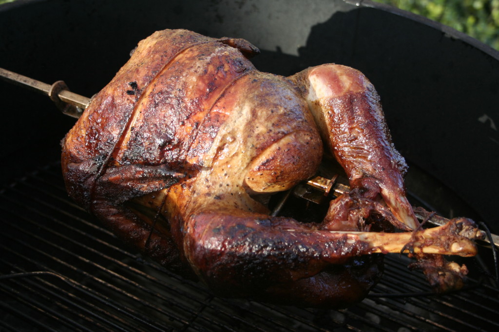 Rotisserie-cooked turkey