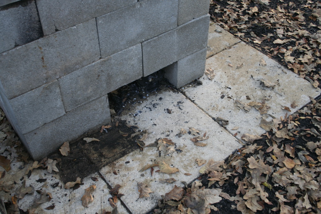 18 X 18 inch concrete blocks serve as the base