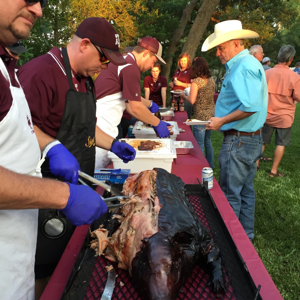 Thomas Larriviere pulling pork