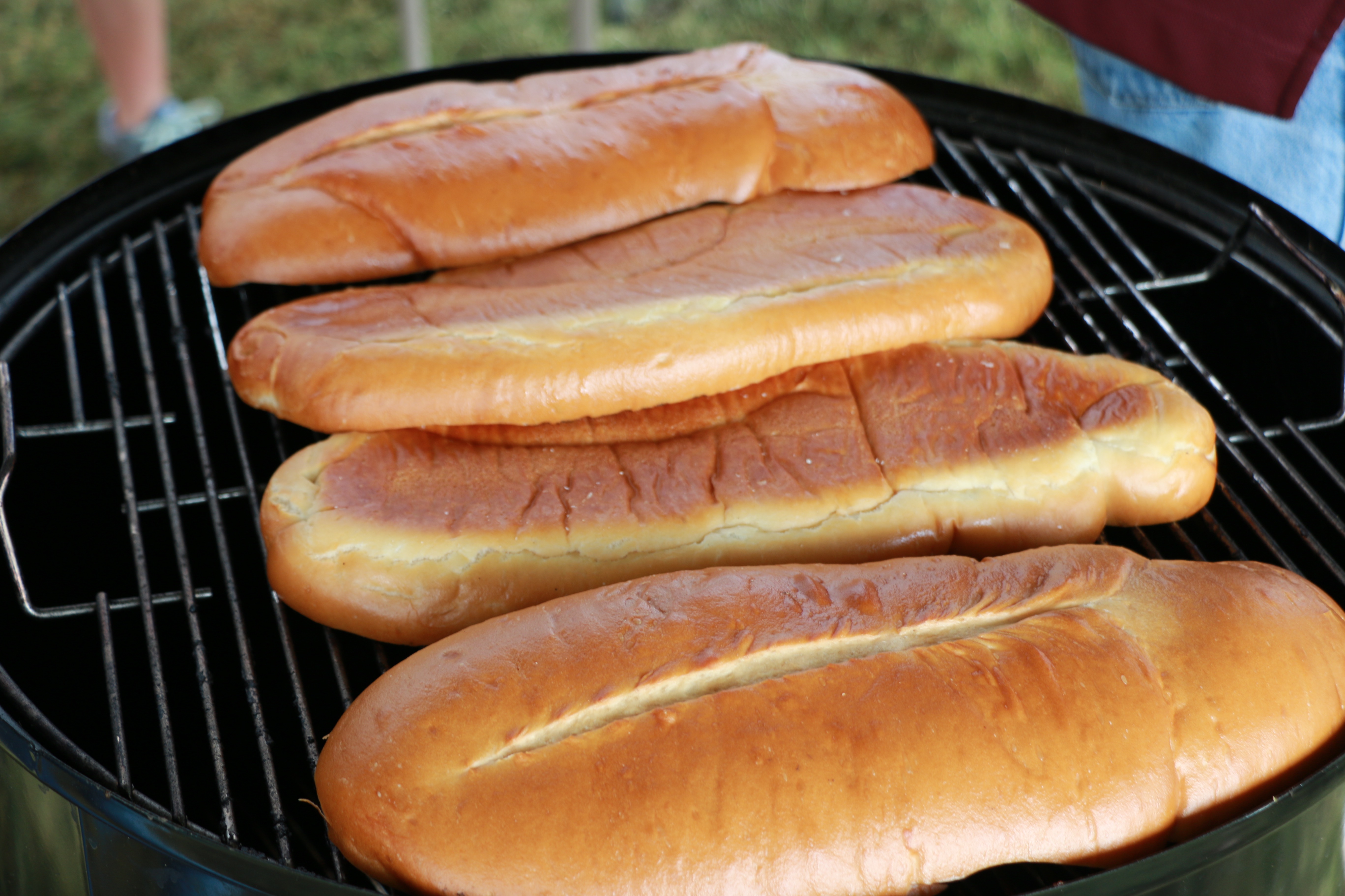 Toasting French bread for tri-tip sandwiches