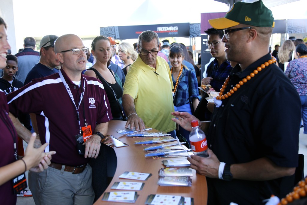 John Chivvis visiting with participants at TMBBQ Fest 2015