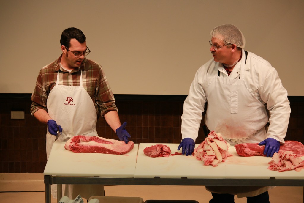 Aaron Franklin and Davey Griffin discussing briskets