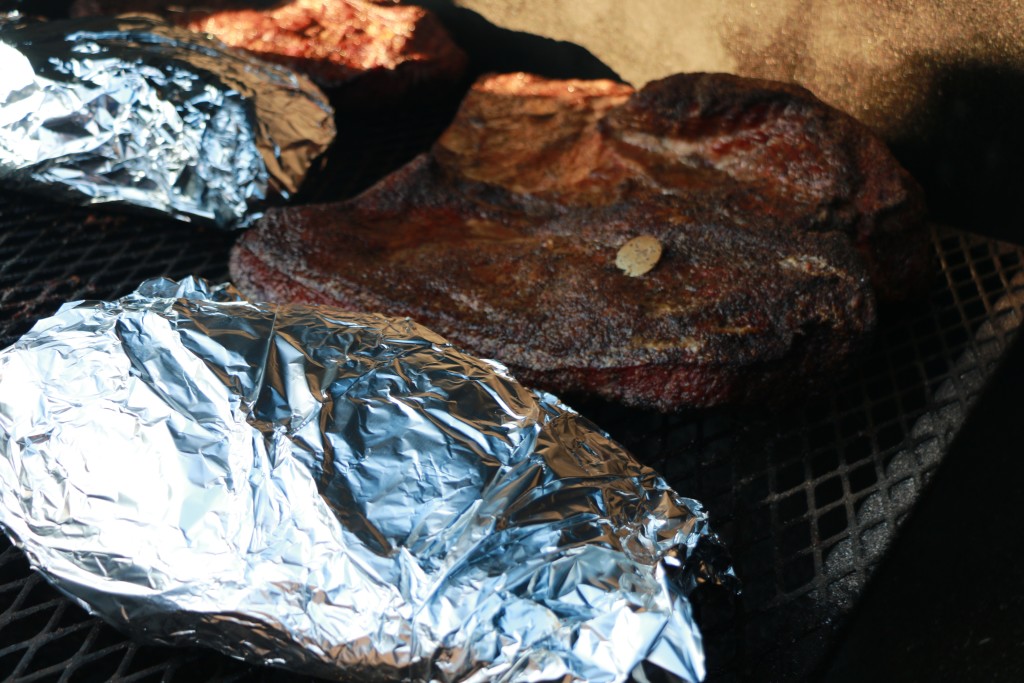 Wrapped and unwrapped briskets