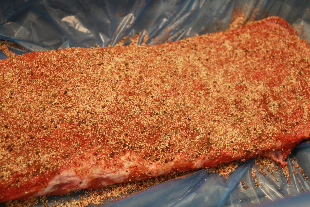 Seasoned pork St. Louis style ribs