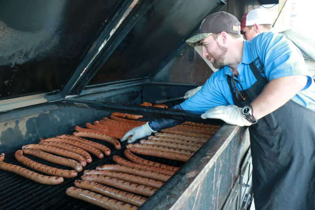 Southside Market and Barbeque hot guts on the grill