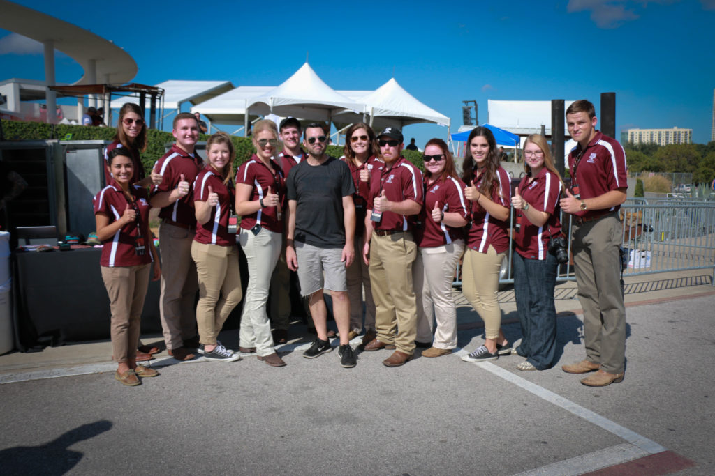 Aaron Franklin with students; TM BBQ FEST 2016