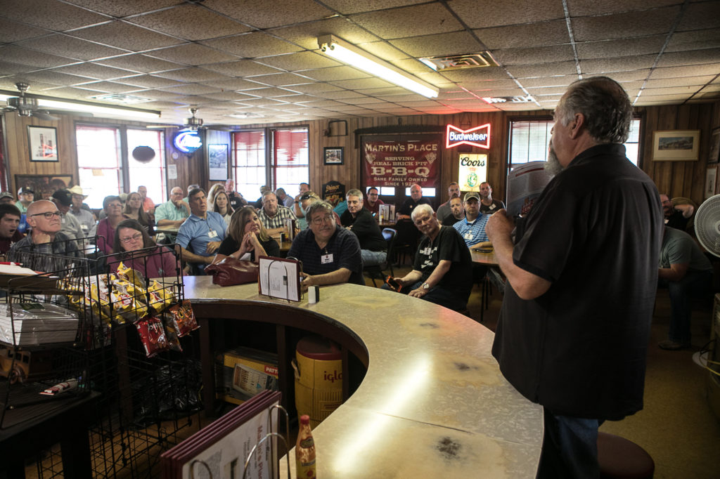 Robb Walsh leading the discussion at Martin's Place.