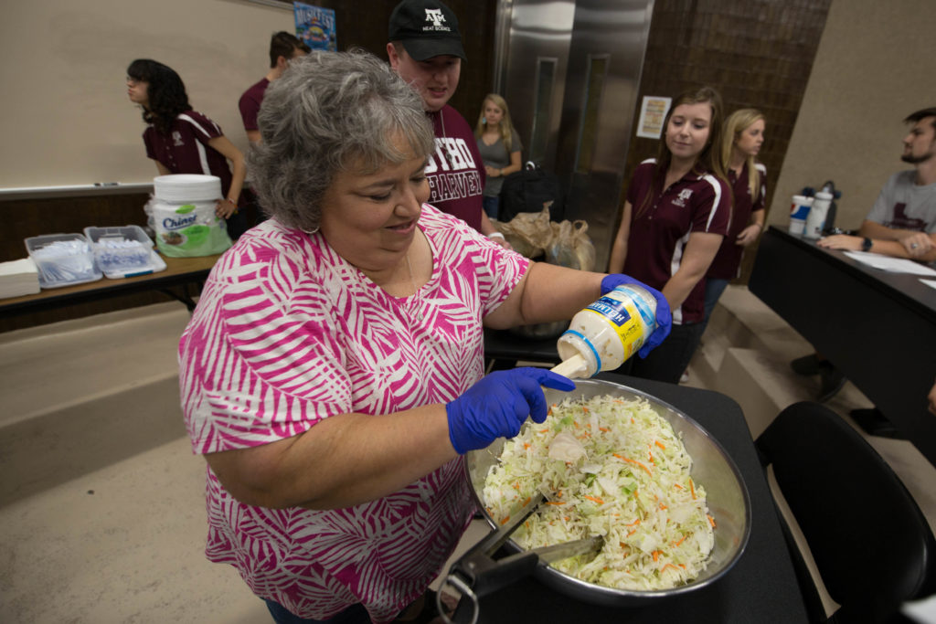 Jackie making coleslaw