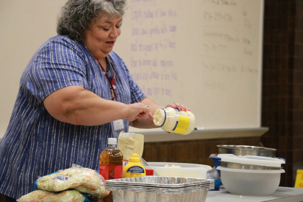 Jackie mixing cole slaw