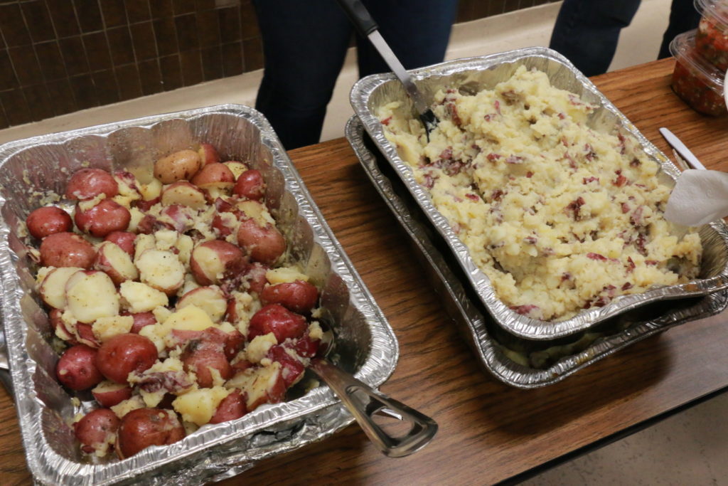 Red potatoes, whole and mashed