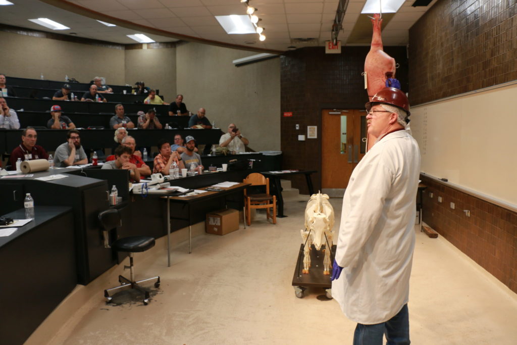 Davey Griffin talking about pork carcass