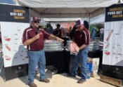 Davey Griffin talking about the style of brisket that Ray Riley is holding