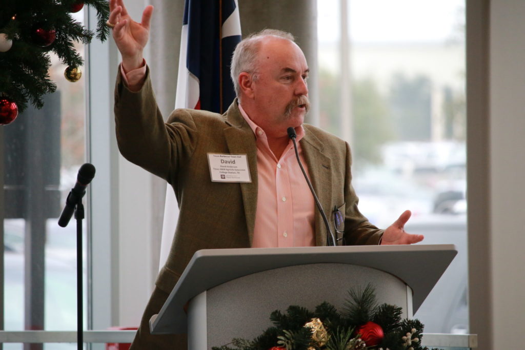 David Anderson, Texas A&M University, speaking at the Texas Barbecue Town Hall Meeting
