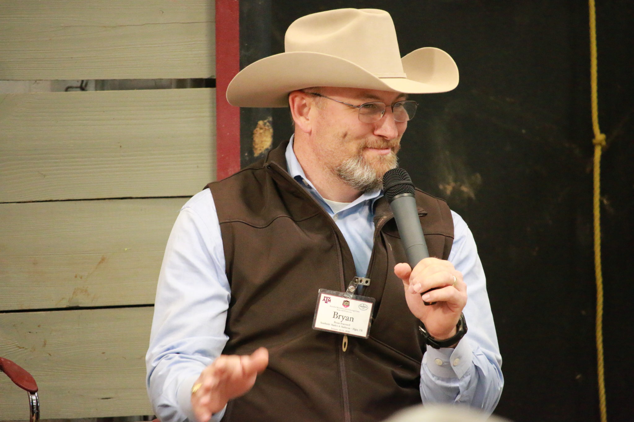 Bryan Bracewell, Southside Market and Barbeque, speaking on the Pit Design and Maintenance Panel at Camp Brisket