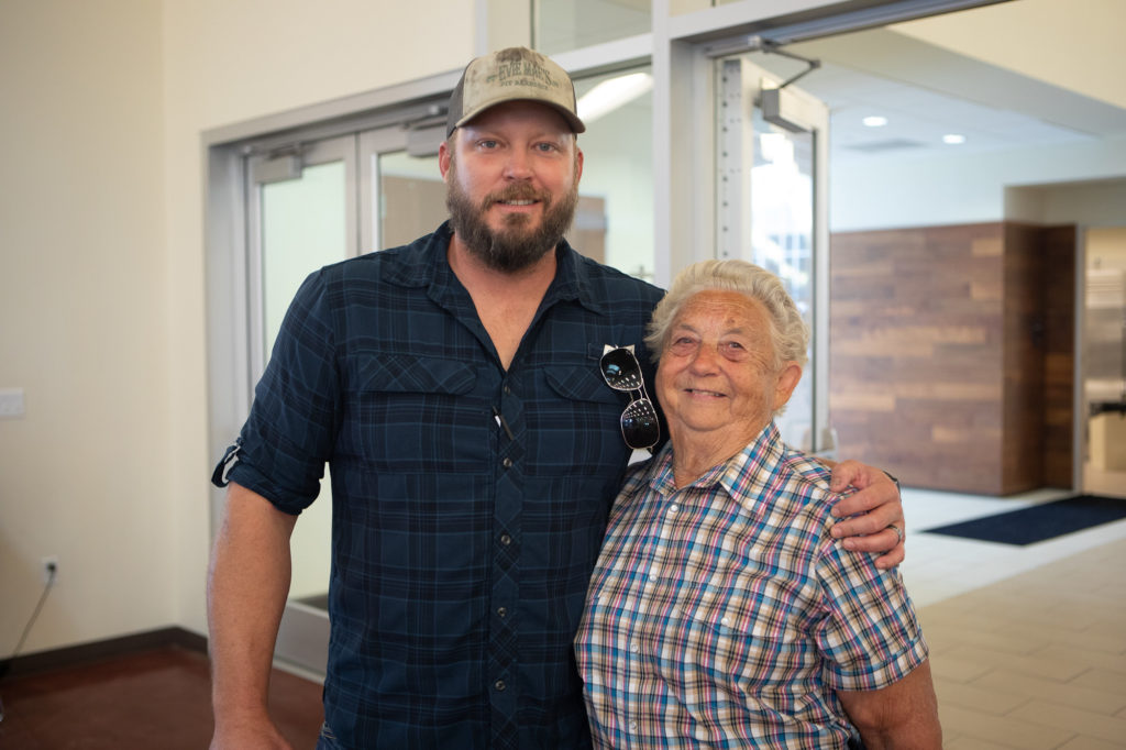 Arnis Robbins and Tootsie Tomanetz at Camp Brisket